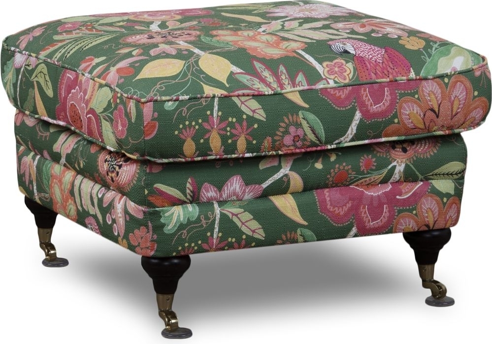 Howard Spirit fotpall i blommigt tyg - Eden Parrot Green Howard Spirit fotpall i blommigt tyg - Eden Parrot Green