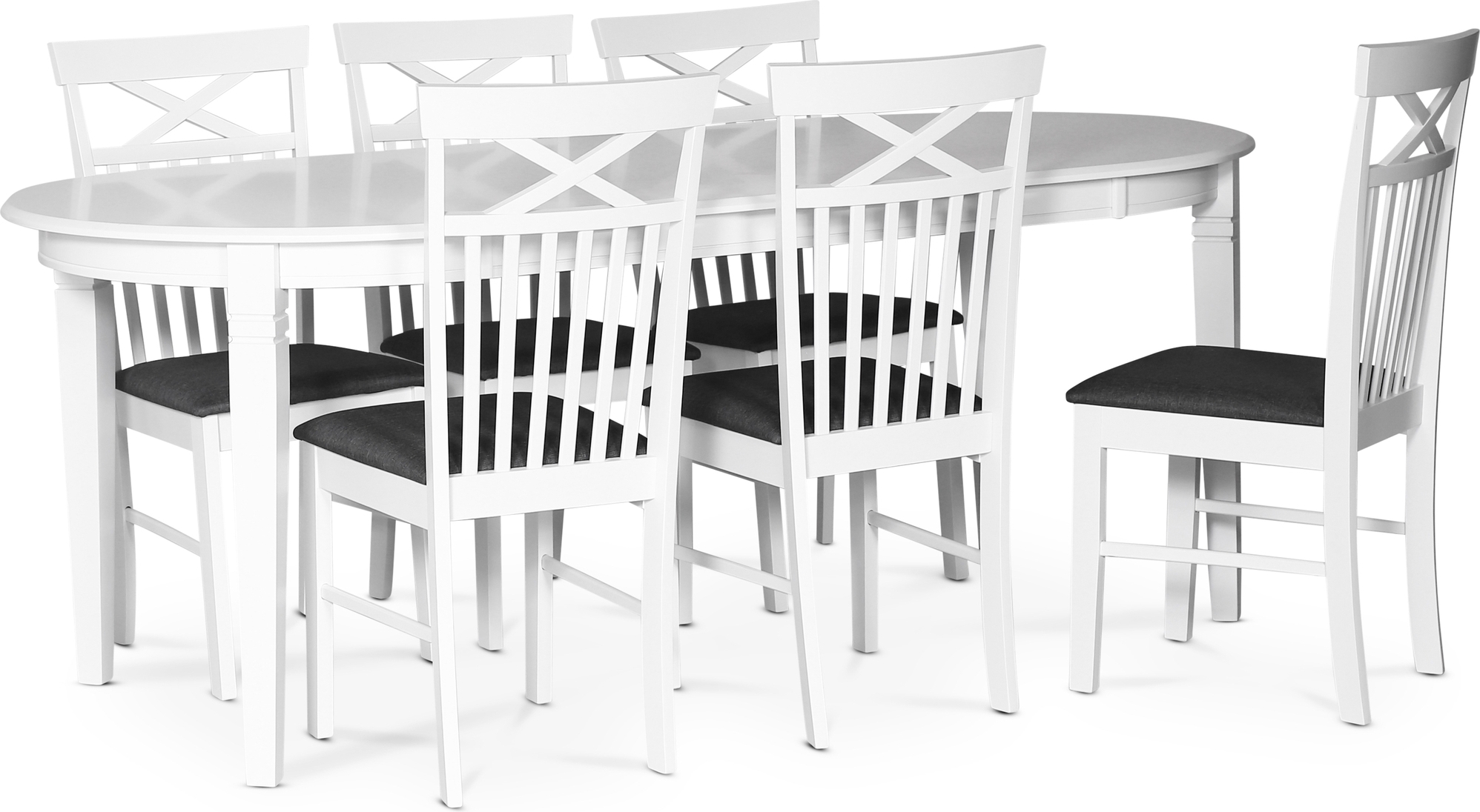 Sandhamn matgrupp ovalt matbord med 6 st Sofiero stolar med kryss i ryggen + 6.00 x Sandhamn matgrupp ovalt matbord med 6 st Sofiero stolar med kryss i ryggen + 6.00 x