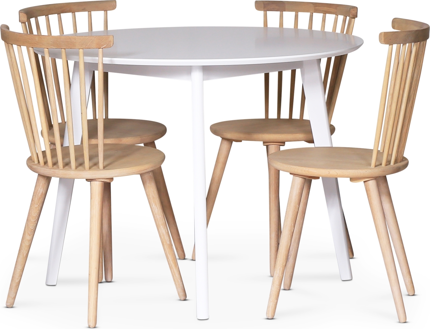 Sandhamn matgrupp; Runt matbord med 4 st Castor matstolar i Whitewash Sandhamn matgrupp; Runt matbord med 4 st Castor matstolar i Whitewash