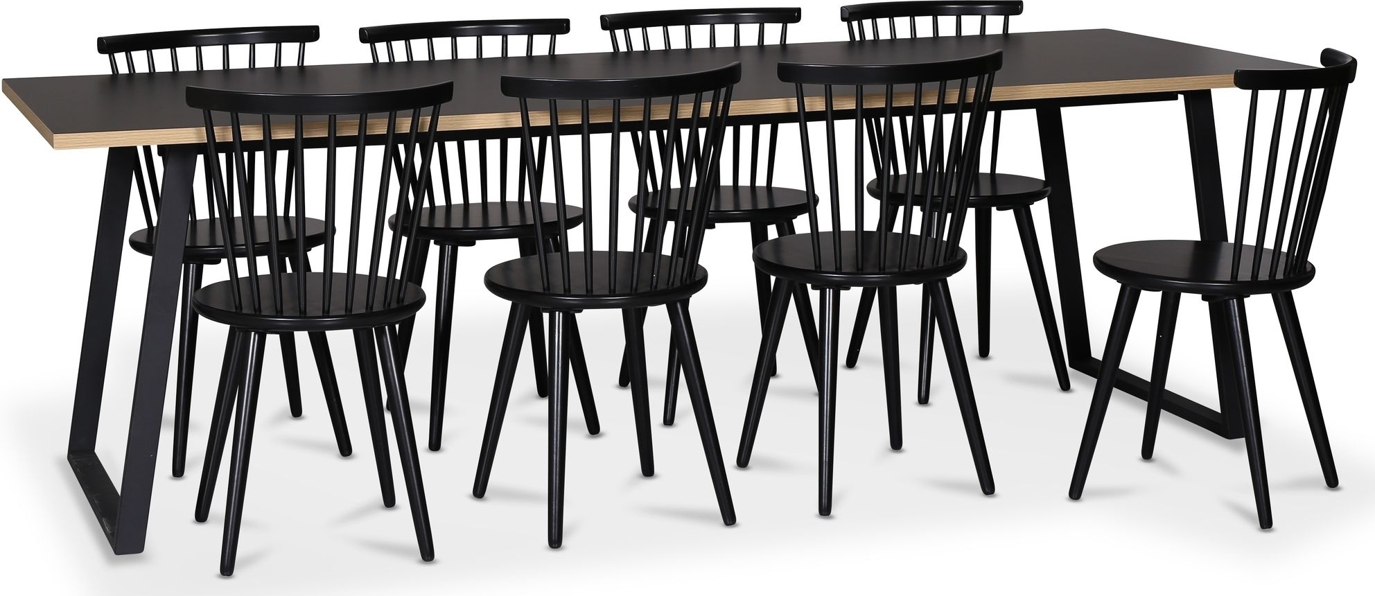 Edge 3.0 matgrupp 240x90 cm inkl 8 st svarta pinnstolar Castor - Svart Högtryckslaminat (HPL) + 5.00 x Edge 3.0 matgrupp 240x90 cm inkl 8 st svarta pinnstolar Castor - Svart Högtryckslaminat (HPL) + 5.00 x