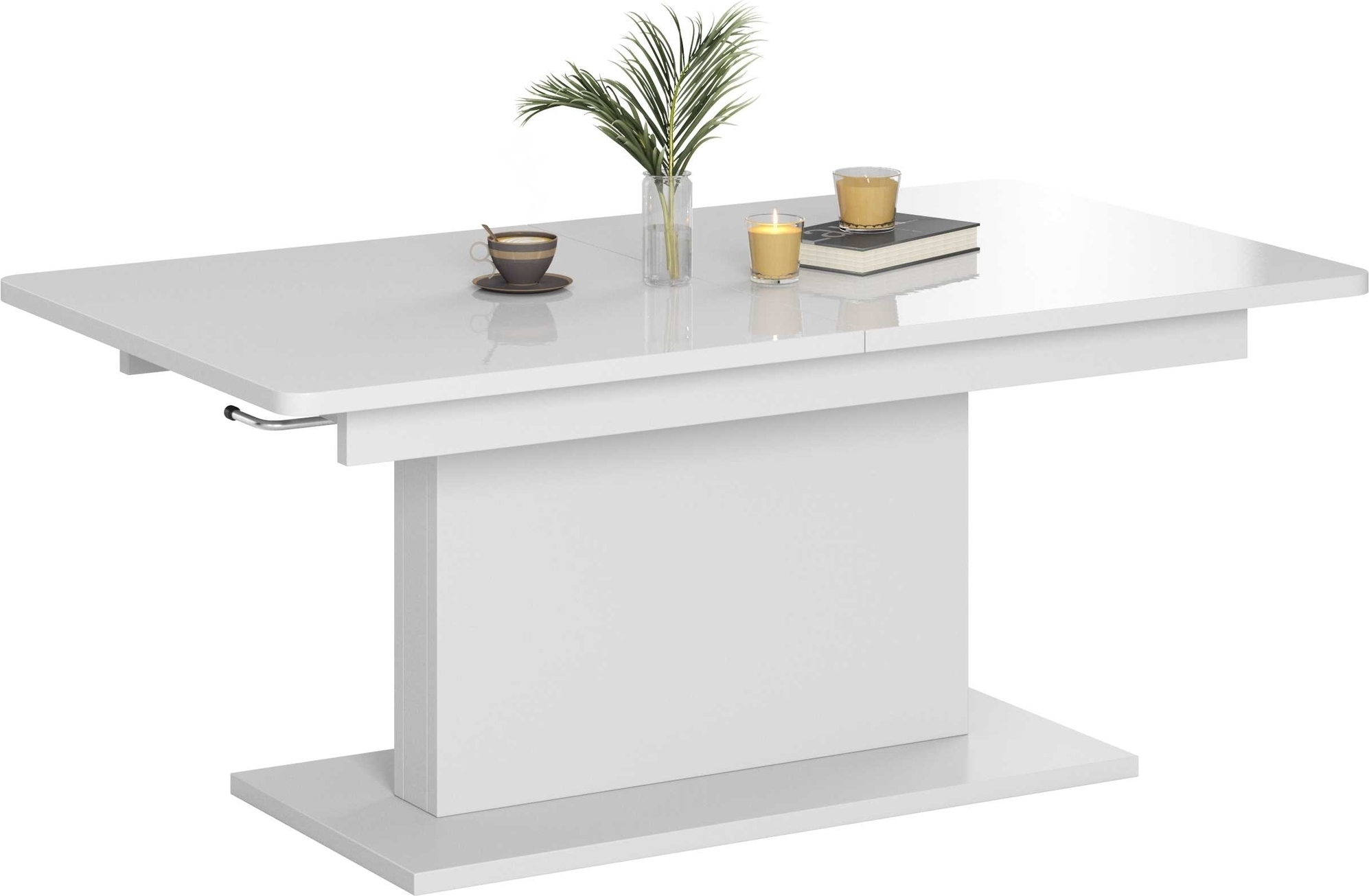 Cense h�j och s�nkbart soffbord 126-167 x 70 cm - Vit