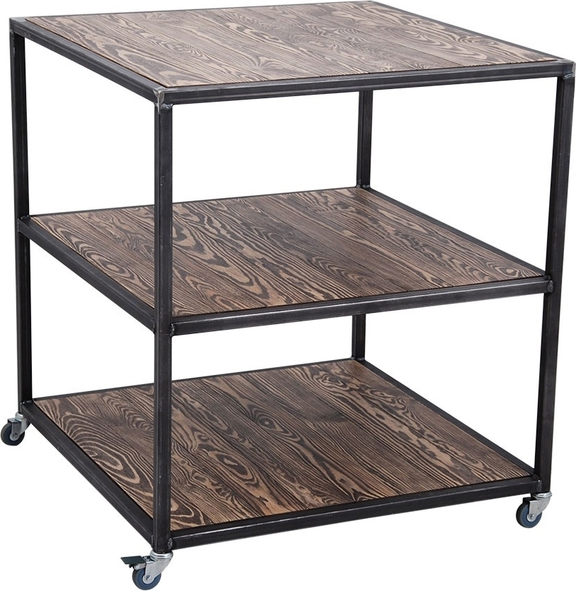 Hylla p� hjul i industristil