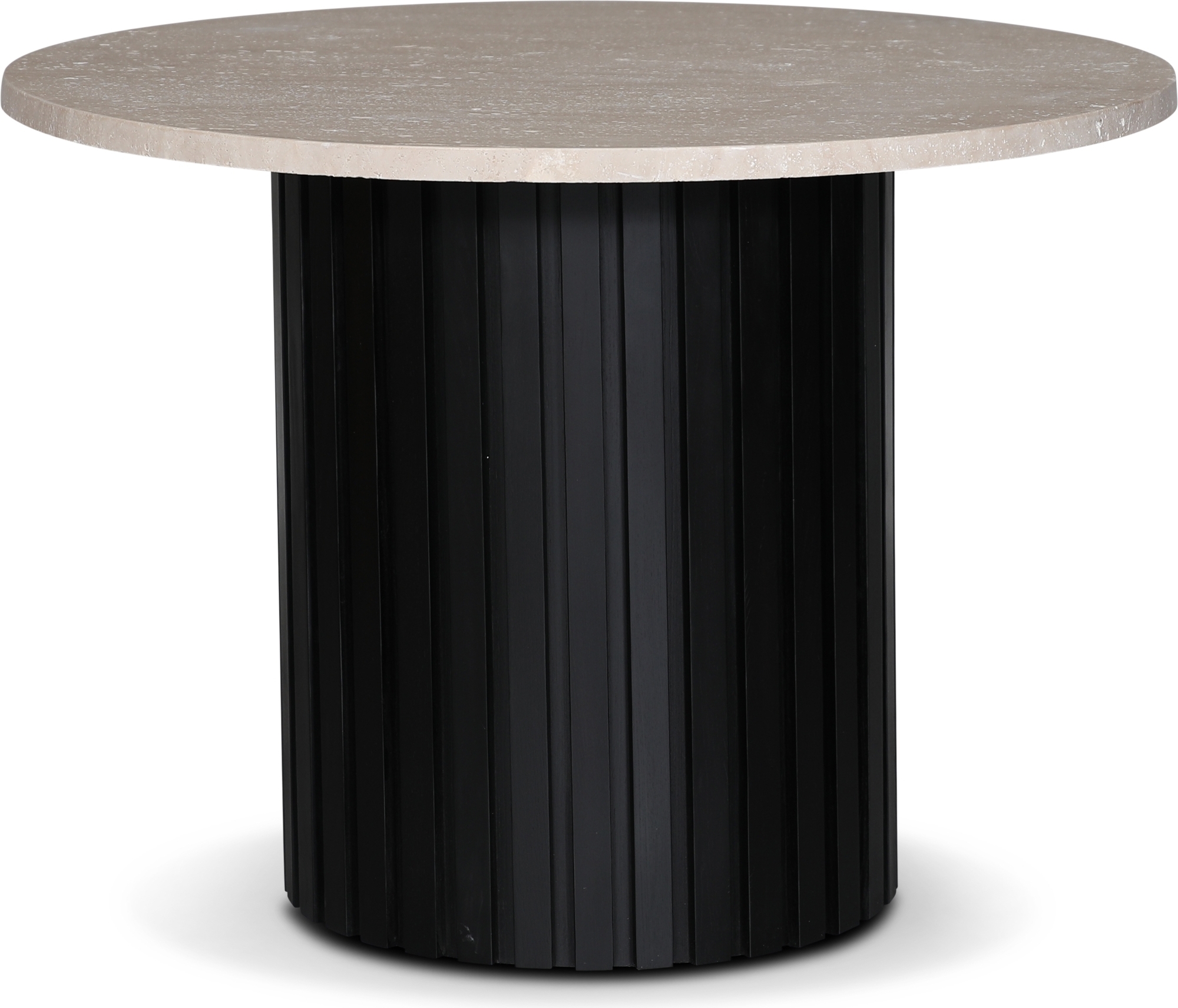 PiPi runt matbord Ø105 cm - Svartbetsat trä / Travertin sten PiPi runt matbord Ø105 cm - Svartbetsat trä / Travertin sten