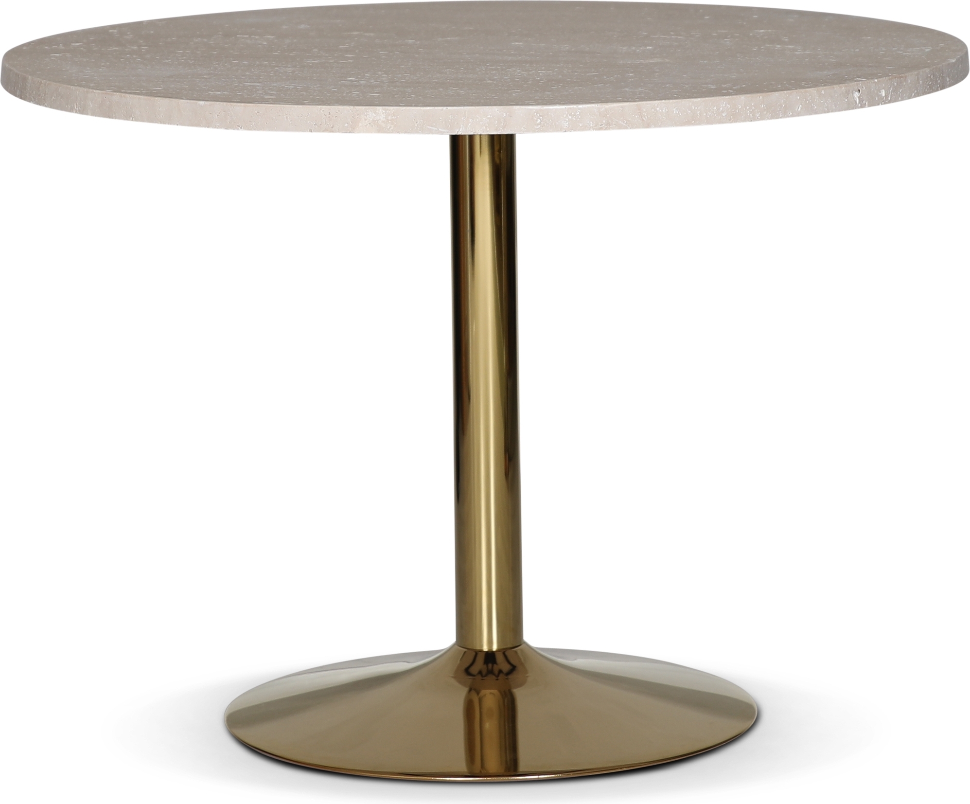 Flair runt matbord �105 cm - M�ssing / Travertin sten