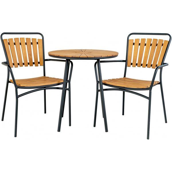 Table à manger ronde Cleveland Ø70 cm - Teck/Noir Table à manger ronde Cleveland Ø70 cm - Teck/Noir