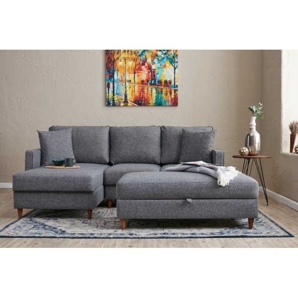 Canap divan gauche Eca - Gris