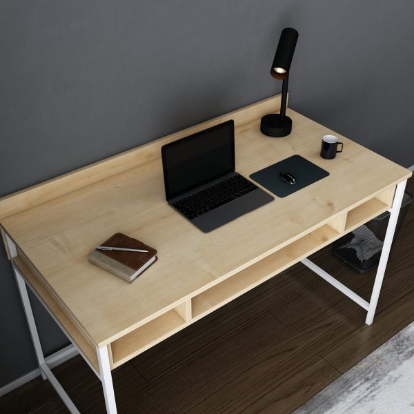 Bureau Alma 120 x 60 cm - Blanc/chêne Bureau Alma 120 x 60 cm - Blanc/chêne