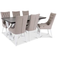 Farmer Matgrupp med 6 st Tuva Denise stolar med beige tyg Farmer Matgrupp med 6 st Tuva Denise stolar med beige tyg