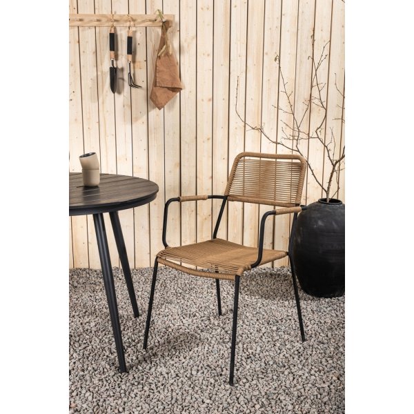 Break utematgrupp med 2 st Lindos karmstolar - Beige/Svart