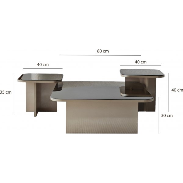 Ensemble table basse Jazz 80/40/40 x 80/40/40 cm - Beige/bronze Ensemble table basse Jazz 80/40/40 x 80/40/40 cm - Beige/bronze