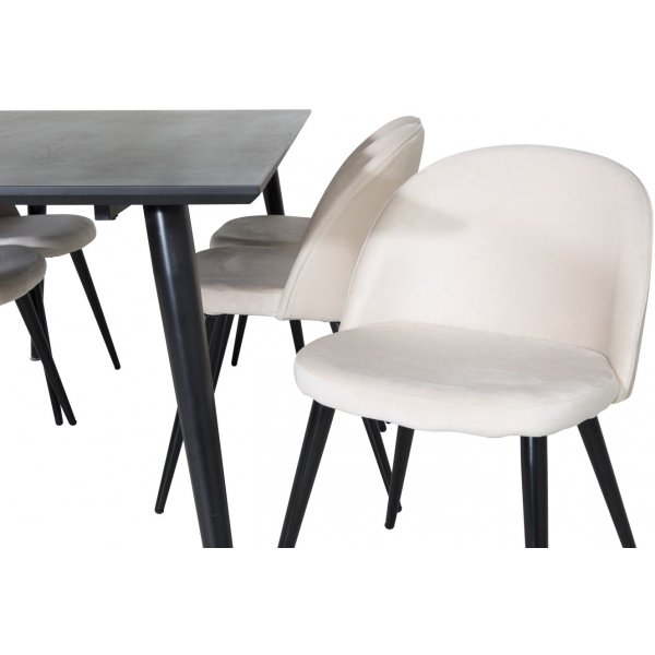 Matgrupp Slope 180x90 cm inkl 6 st Alice stolar - Svartbetsad ekfanr + 4.00 x Mbeltassar