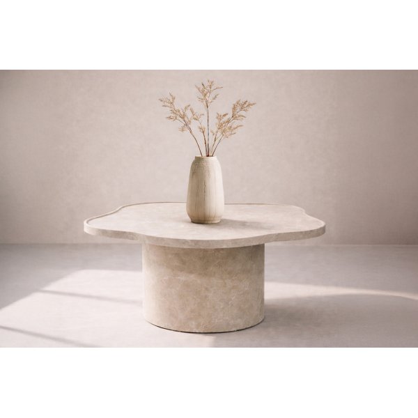 Soffbord Ilse Ø90 cm - beige marmormönstrad Soffbord Ilse Ø90 cm - beige marmormönstrad