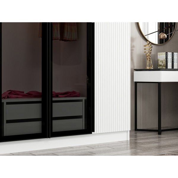 Armoire Cikani 180x52x210 cm - Blanc/fumée Armoire Cikani 180x52x210 cm - Blanc/fumée