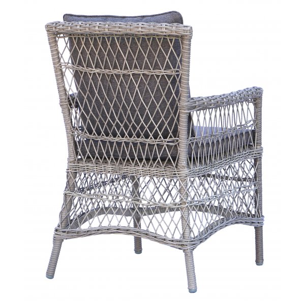 Utegrupp; 4 stolar och matbord �110 cm gr�/rotting - Jacksonville/Provence