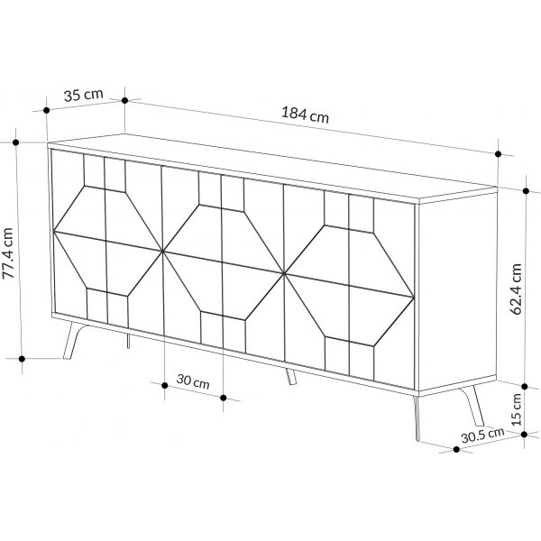 Buffet Dune 184 cm - Anthracite Buffet Dune 184 cm - Anthracite