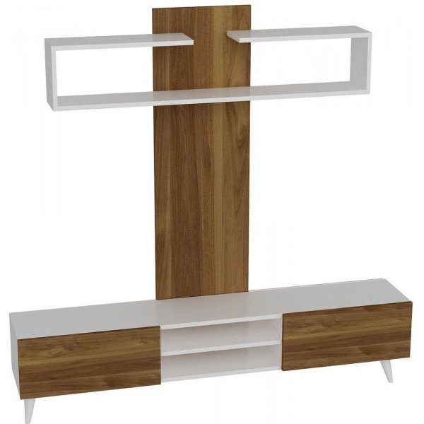 Dem TV-bänk - Vit/valnöt Dem TV-bänk - Vit/valnöt