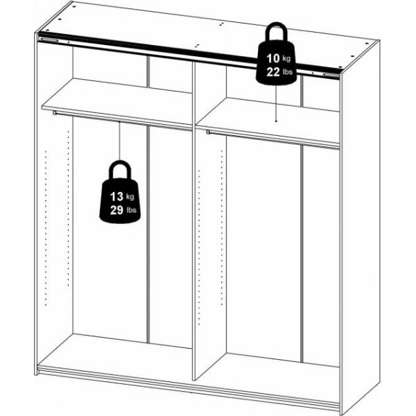 Armoire Vérone avec porte miroir - Blanc Armoire Vérone avec porte miroir - Blanc