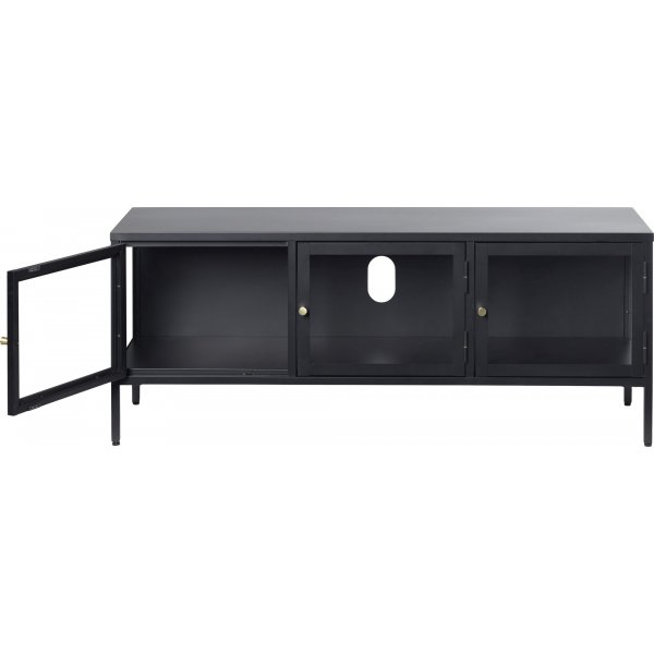 Meuble TV Toddy noir avec portes vitrées Meuble TV Toddy noir avec portes vitrées