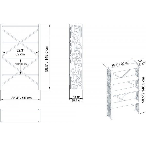 Merkel bokhylla - Valnt/svart