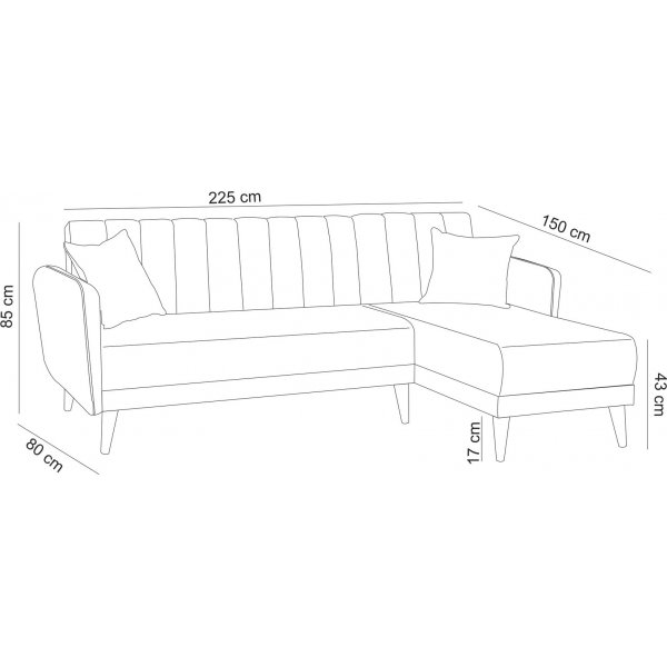 Aqua slaapbank rechts - Donkerblauw Aqua slaapbank rechts - Donkerblauw