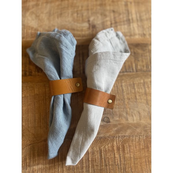 Servetring leer met platte gesp