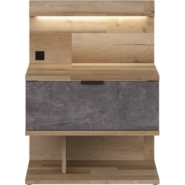 Arica nachtkastje rechts - Eiken/grijs