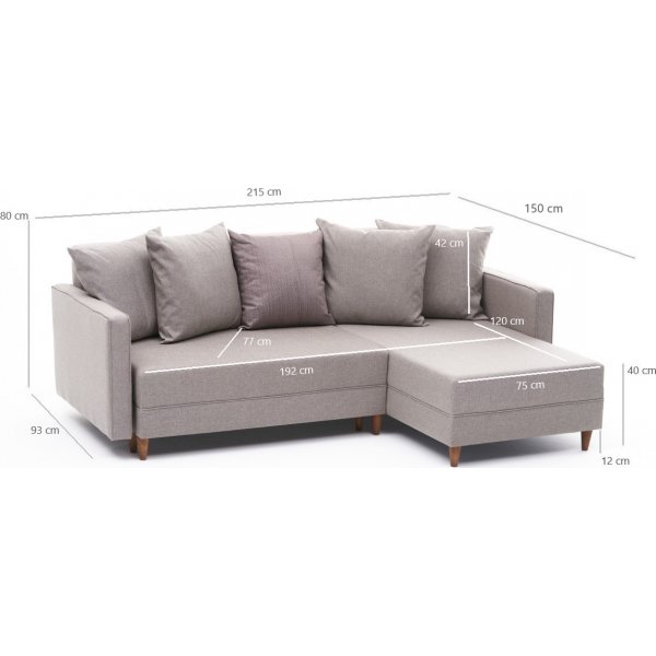 Aydam slaapbank rechts - Crme wit