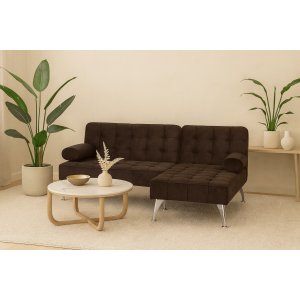 Bäddsoffa med divan brun sammet 198 cm Bäddsoffa med divan brun sammet 198 cm
