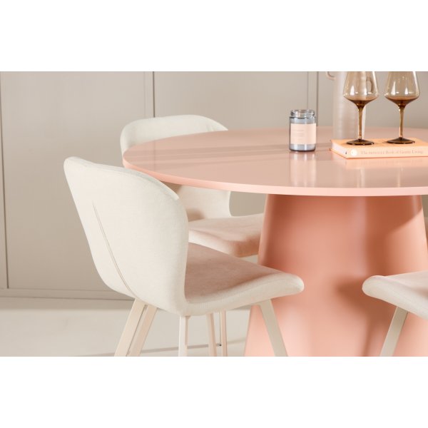 Matbord Lanzo med 4 st Lilja stolar - Beige/rosa + 3.00 x M�beltassar