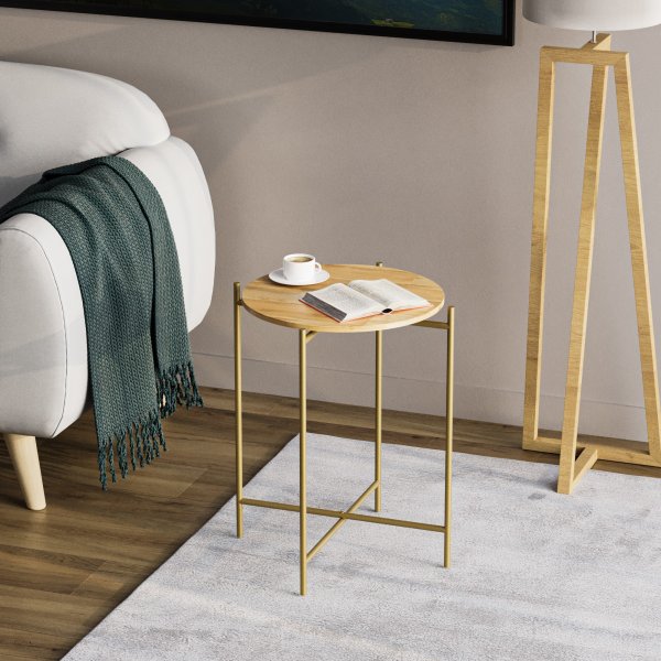 Vela 4 bijzettafels - Goud/beige Vela 4 bijzettafels - Goud/beige