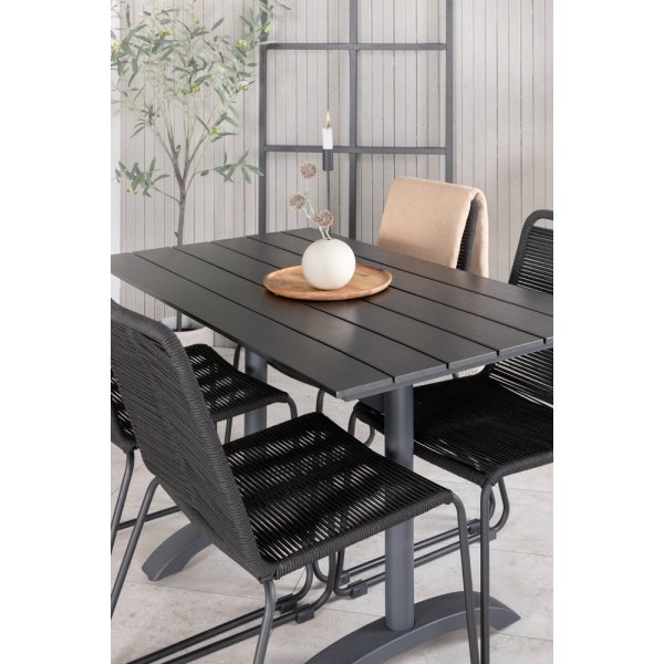 Denver utematgrupp med 4 st Lindos stolar - Svart Denver utematgrupp med 4 st Lindos stolar - Svart