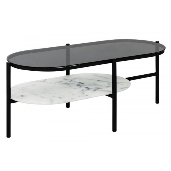 Shildon soffbord 115,3 x 55,5 cm - Svart/vit marmor