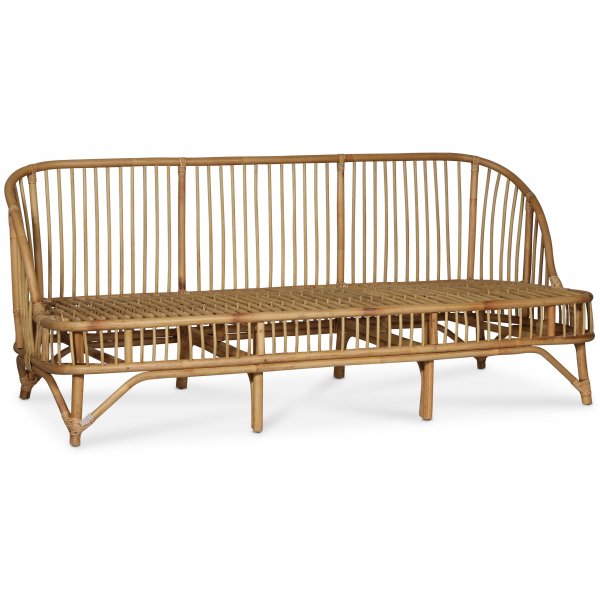 Baboo 3-zits rotan bank met kussens - Naturel Baboo 3-zits rotan bank met kussens - Naturel