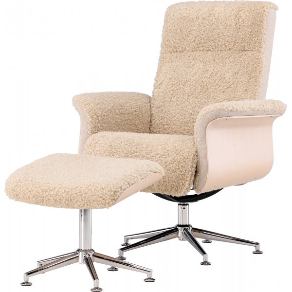 Ftlj med fotpall - Beige / Whitewash