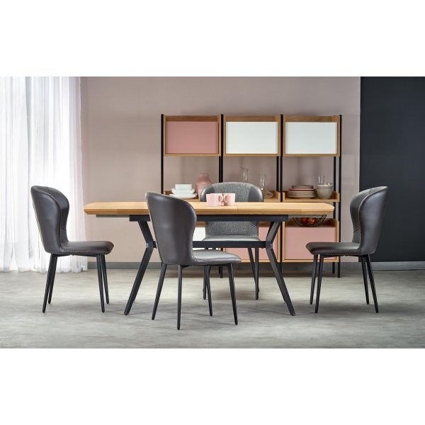 Table  manger Assis 140-180 x 80 cm - Chne/noir