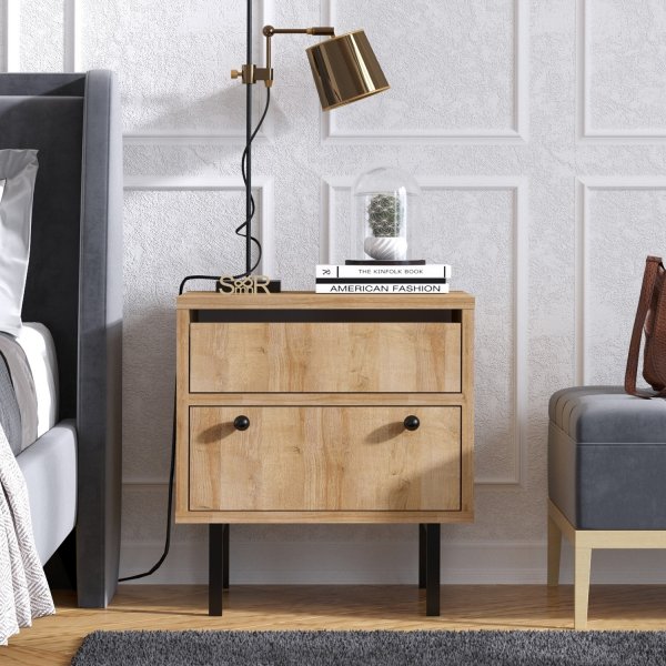 Chevet Pedro - Chêne/noir Chevet Pedro - Chêne/noir