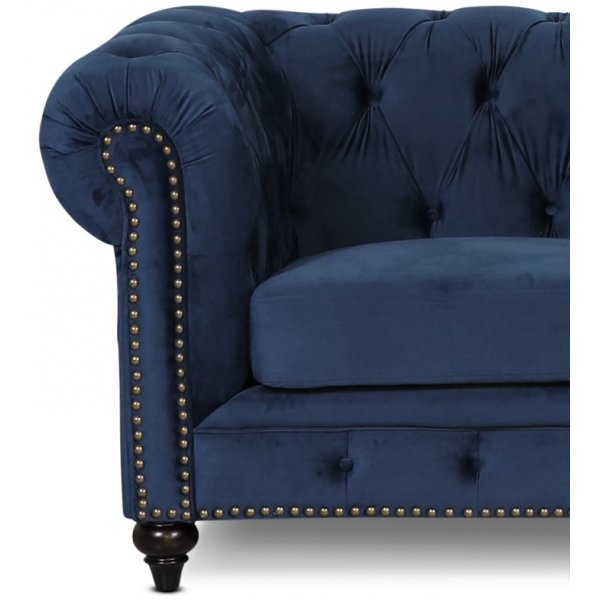 Chesterfield Montgomery 3-sits soffa - Bl sammet