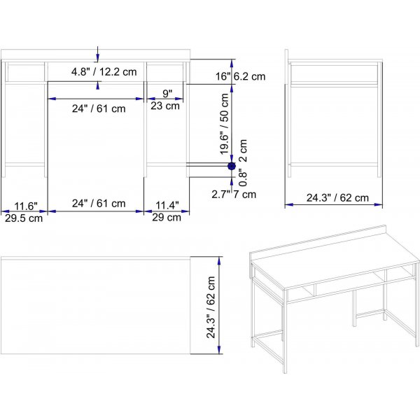 Tumata skrivbord 119,5x62 cm - Vit