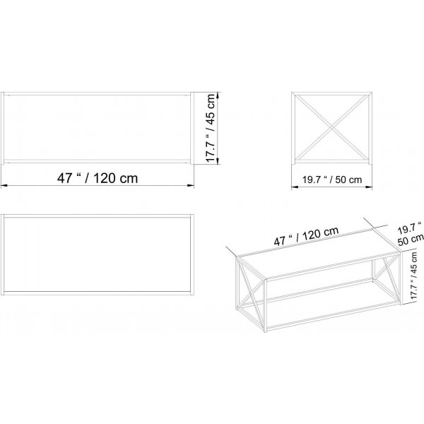 Geiser soffbord 120 x 50 cm - Svart