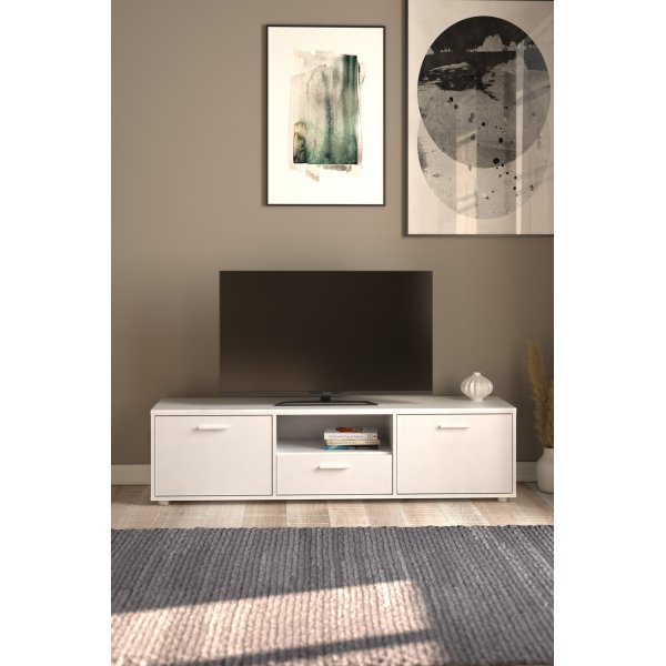 Banc mdia avec tiroirs - Blanc