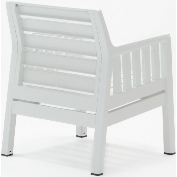 Groupe salon Lara avec canapé 3 places, 2 fauteuils et table sans coussins - Blanc Groupe salon Lara avec canapé 3 places, 2 fauteuils et table sans coussins - Blanc