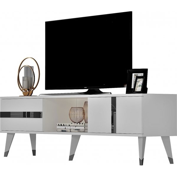 Banc multimédia Vania - Blanc/argent Banc multimédia Vania - Blanc/argent