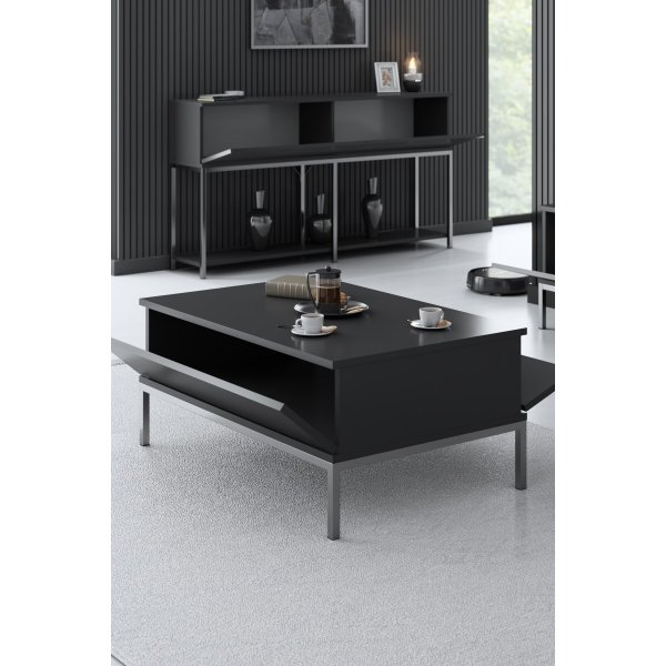 Table basse Lord 90 x 60 cm - Anthracite/argent