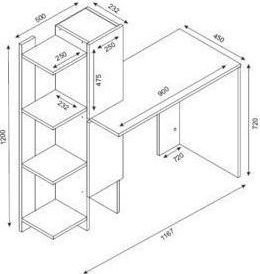 Gina bureau 90x45 cm - Wit/walnoot Gina bureau 90x45 cm - Wit/walnoot