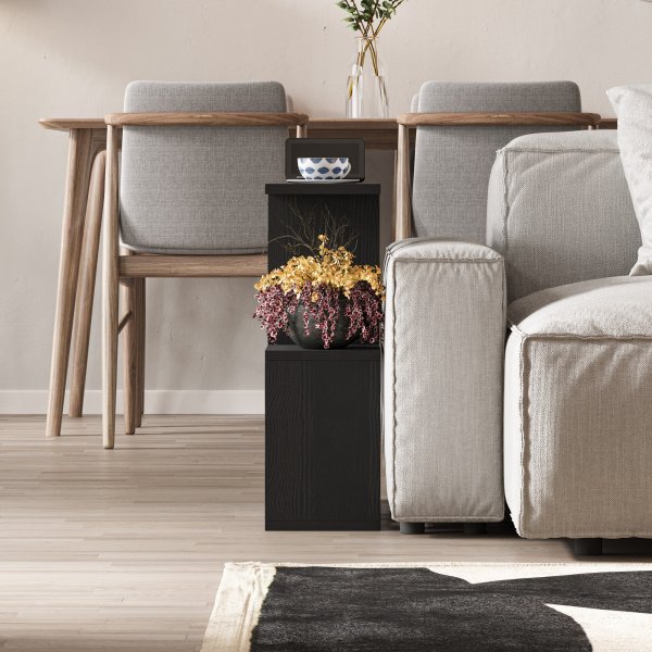 Mania sidobord 60 x 20 cm - Svart trä Mania sidobord 60 x 20 cm - Svart trä