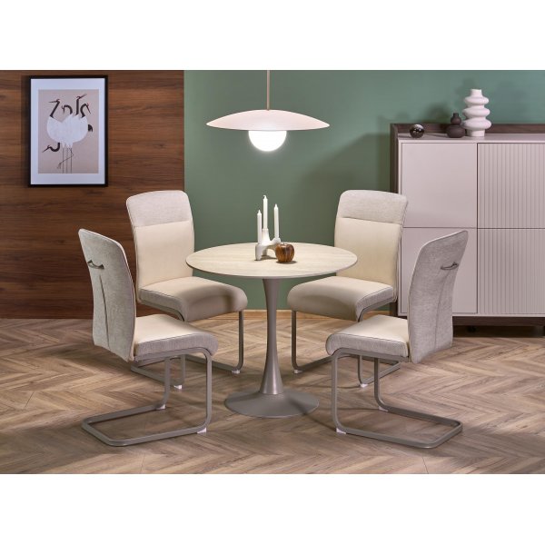 Matbord runt 90 cm beige travertin Matbord runt 90 cm beige travertin