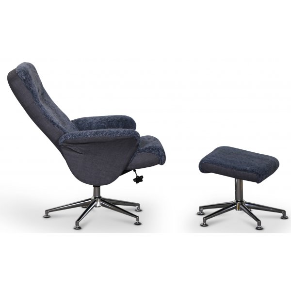 Times fårskinnsfåtölj med fotpall (Recliner) - Mörkgrått fårskinn Times fårskinnsfåtölj med fotpall (Recliner) - Mörkgrått fårskinn