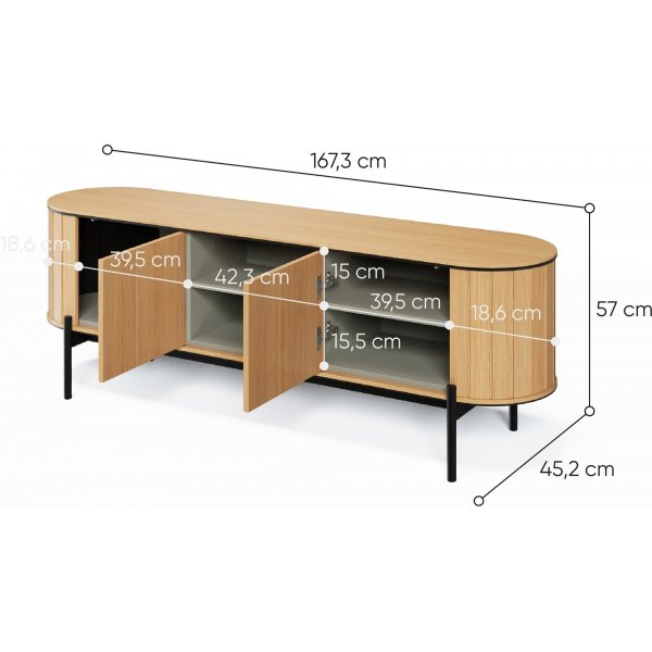 Banc média Rotto 167 cm - Chêne Vicenza/noir Banc média Rotto 167 cm - Chêne Vicenza/noir