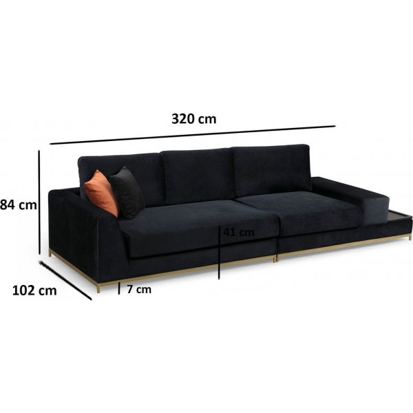 Soffa Line - 320 cm svart Soffa Line - 320 cm svart