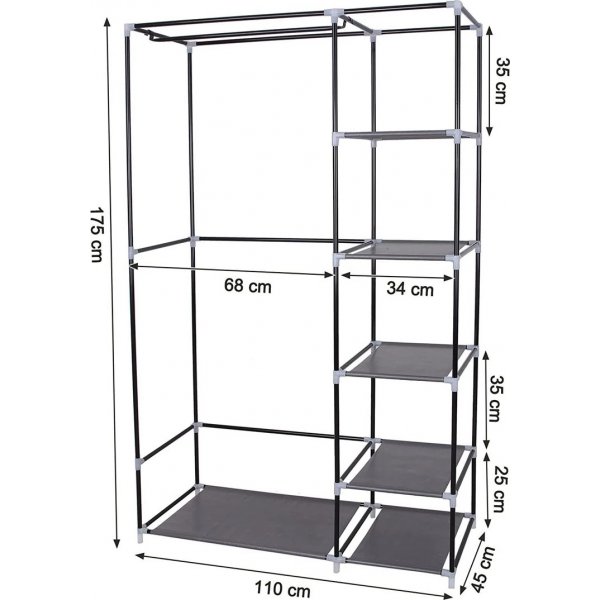 Armoire Prescott 110 x 175 cm - Gris Armoire Prescott 110 x 175 cm - Gris